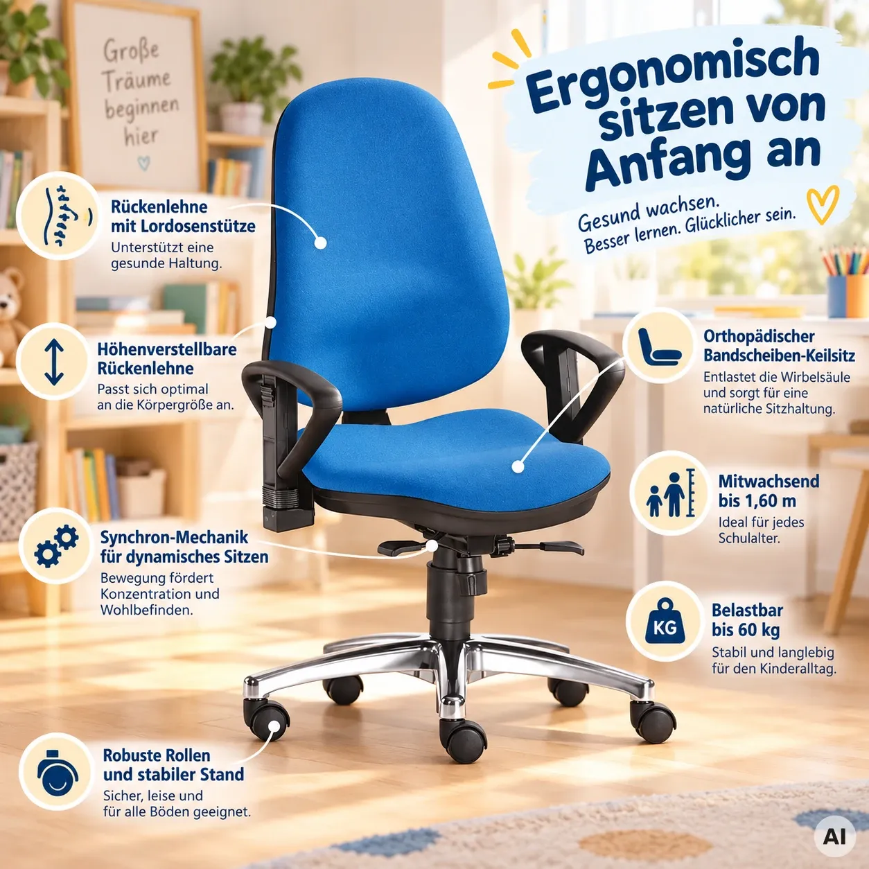 ULTRA Kids - Ergonomischer Bürostuhl für Kinder